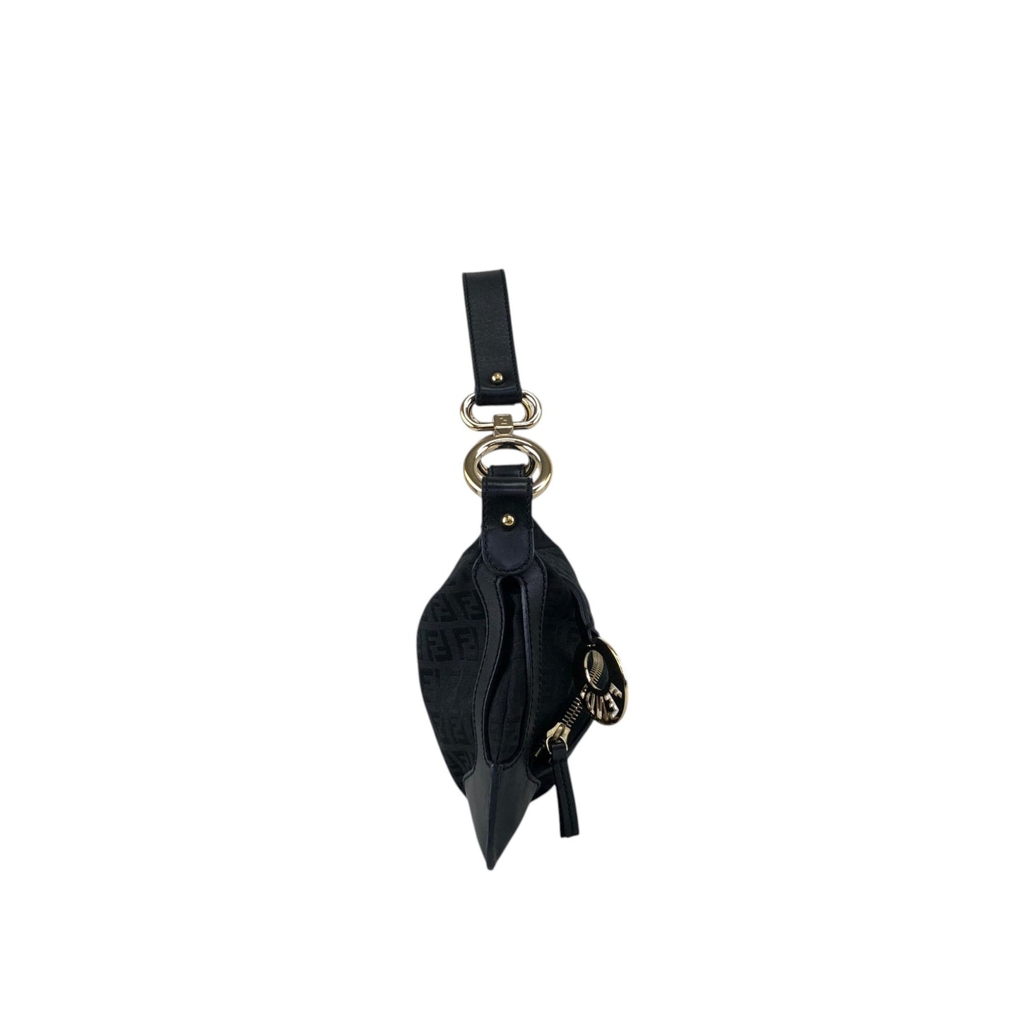 FENDI Zucca Logo Charm Shoulder bag Black Vintage j5ktnr