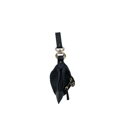 FENDI Zucca Logo Charm Shoulder bag Black Vintage j5ktnr
