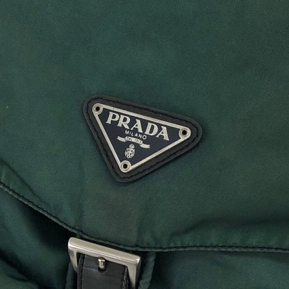 PRADA Triangle Logo Double Pocket  Backpack Green Vintage j7fkn5