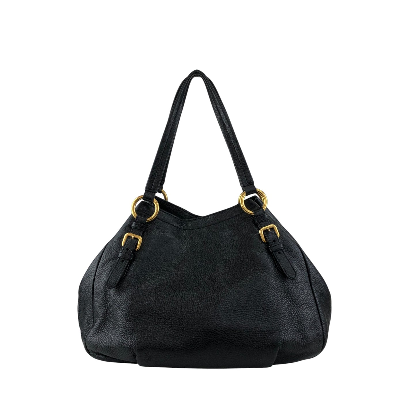 PRADA Logo Handbag Black BR4085 Vintage 3hvhgg