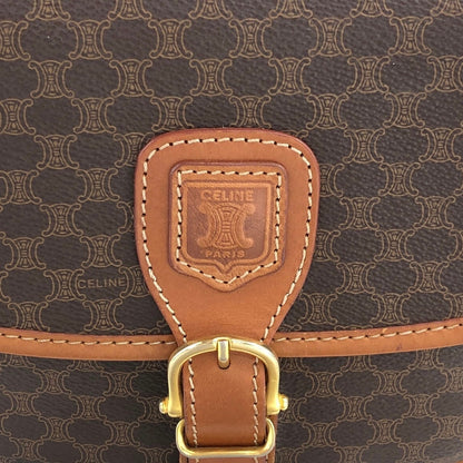 CELINE Macadam Blason Front Buckle Shoulder bag Brown Vintage z5ucpb