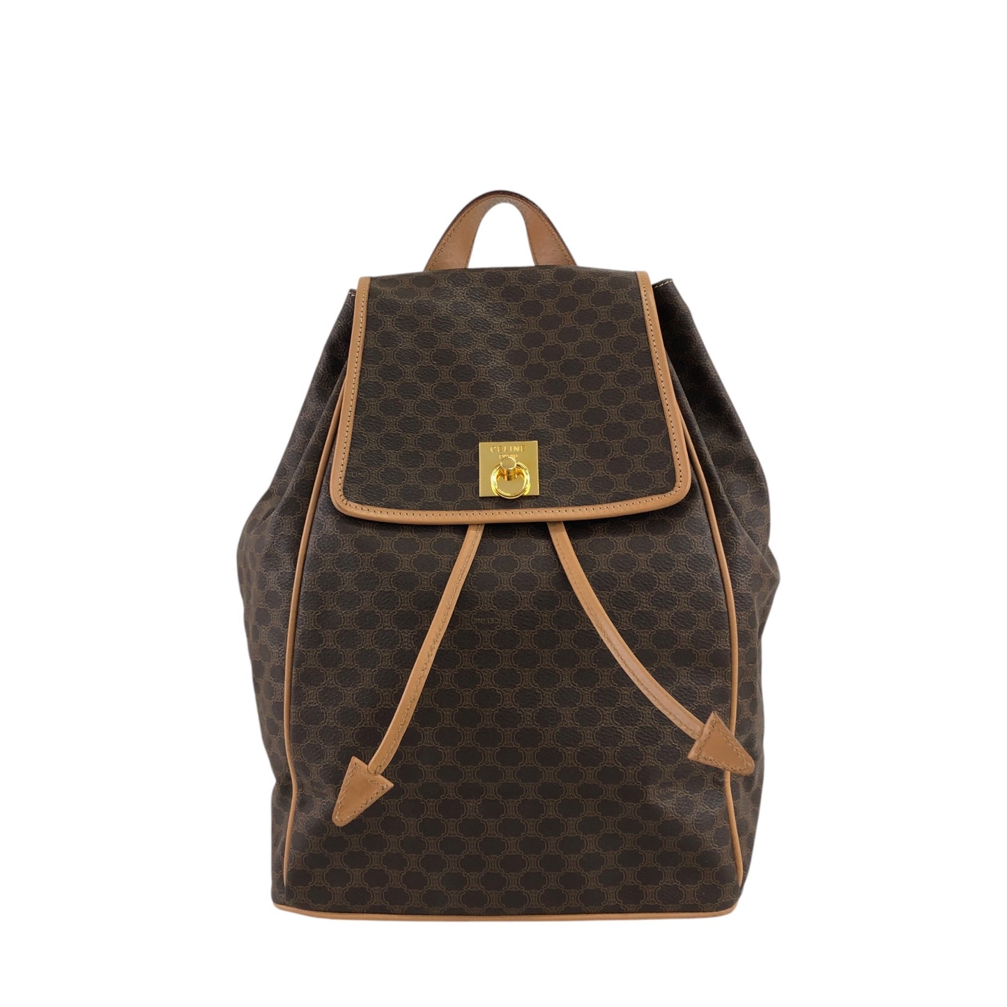 CELINE Macadam Gancini Backpack Brown Vintage x8u3v3