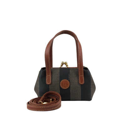 FENDI Pecan Logo Metal Closure Two-way Handbag Shoulder bag Brown Vintage pr7k2h