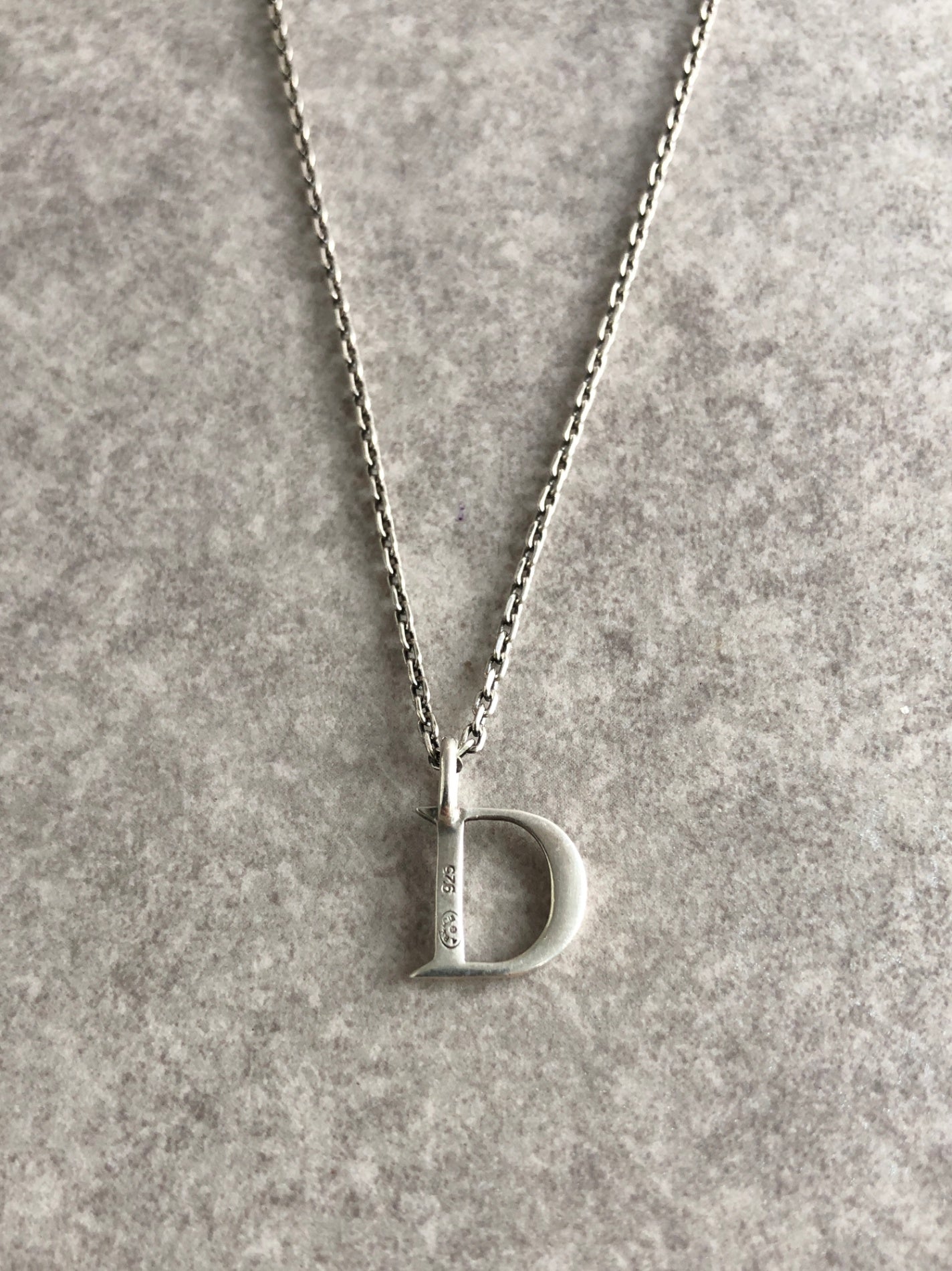 Christian Dior D Motif Necklace Silver Vintage 2nmbuw