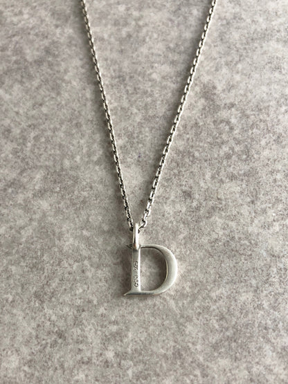 Christian Dior D Motif Necklace Silver Vintage 2nmbuw