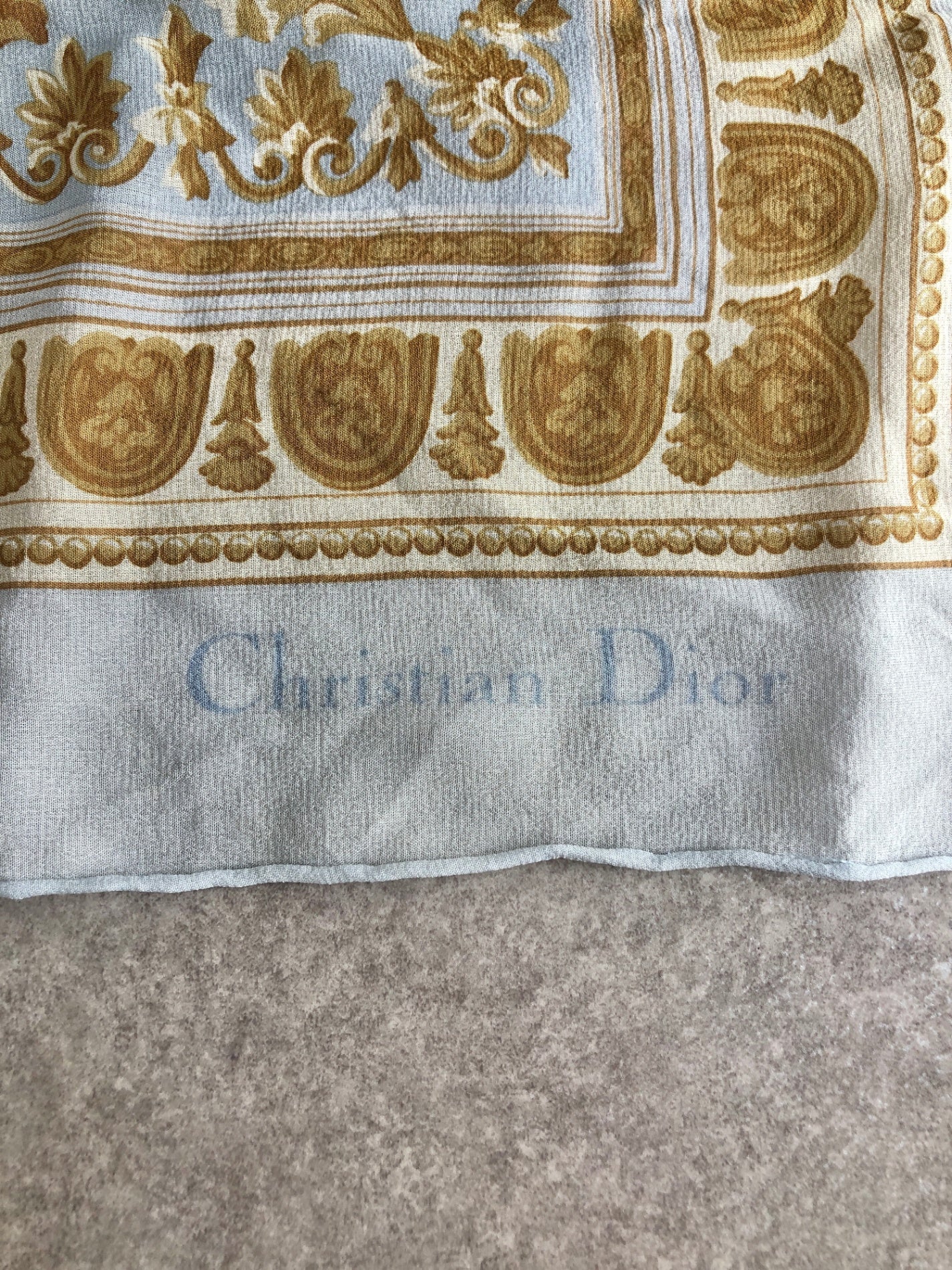 Christian Dior SILK Scarf Sky blue Vintage m55ztg