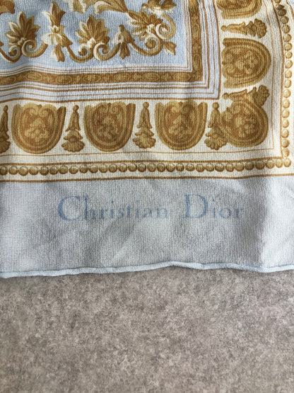 Christian Dior SILK Scarf Sky blue Vintage m55ztg