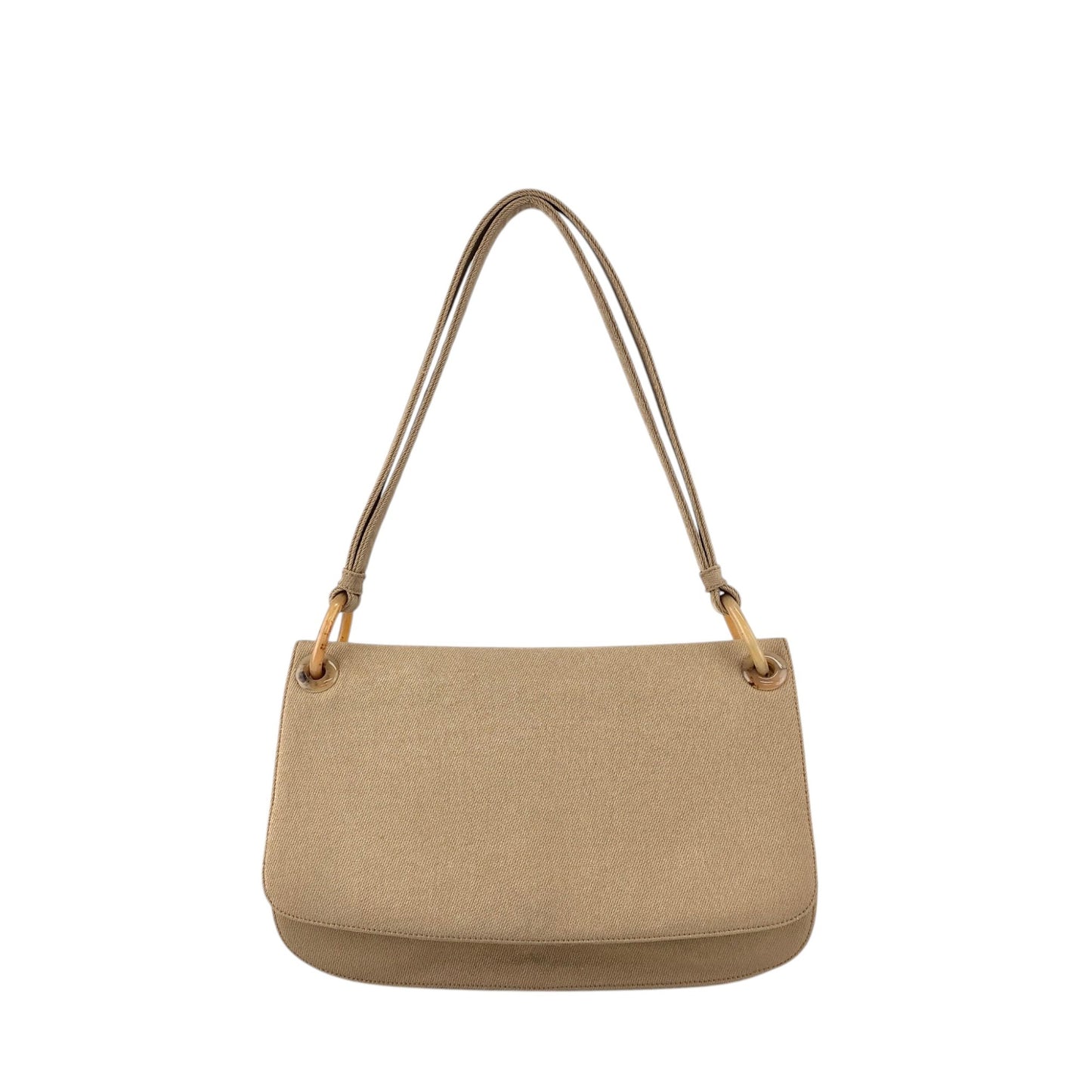 PRADA Triangle Logo Shoulder bag Beige Vintage jhervy