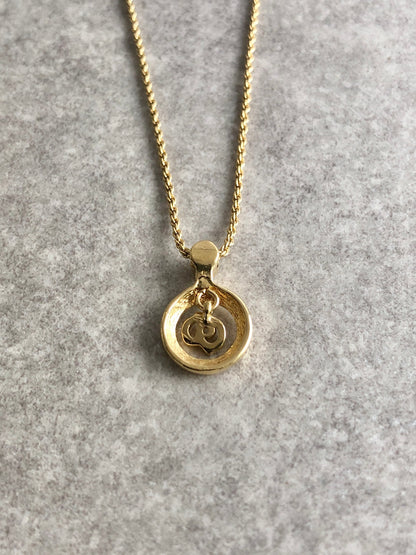 Christian Dior CD Logo Stone Necklace Gold Vintage kwgpwu