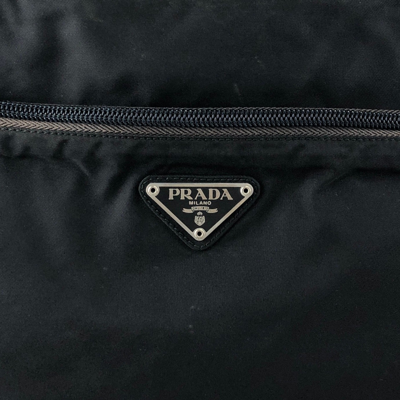PRADA Tessuto Triangle Logo Totebag Black Vintage ztj777