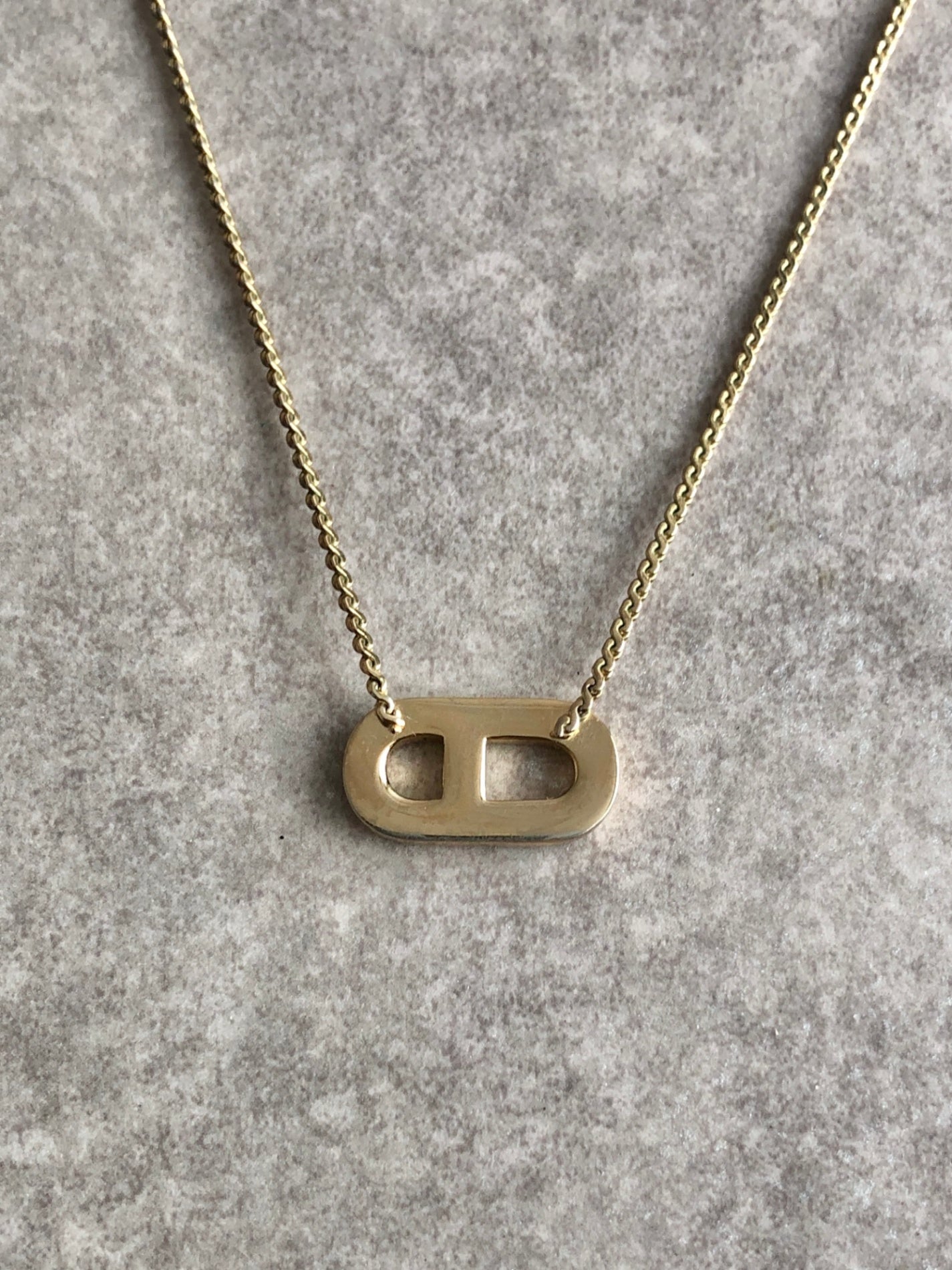Christian Dior CD Logo Necklace Gold Vintage 2dmcuz