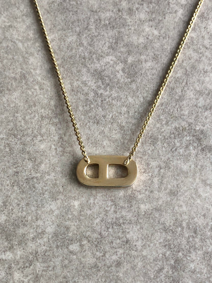 Christian Dior CD Logo Necklace Gold Vintage 2dmcuz