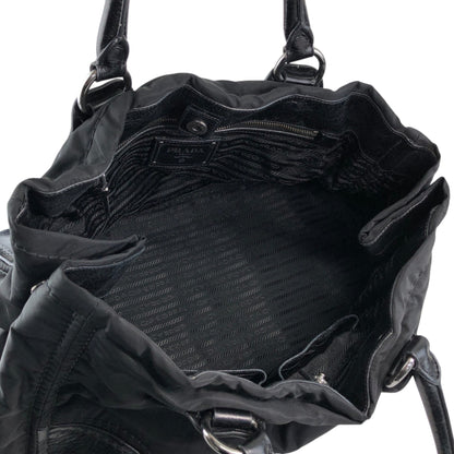 PRADA Triangle Logo Handbag Totebag Black Vintage wd67a4