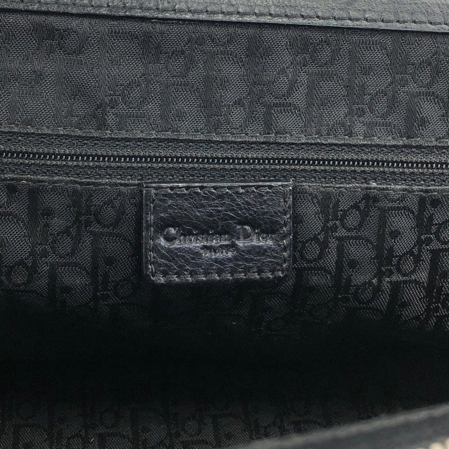 Christian Dior Logo Handbag Black Vintage ntaxds