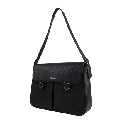 Yves Saint Laurent Logo Buckle Shoulder bag Black Vintage geb2iw