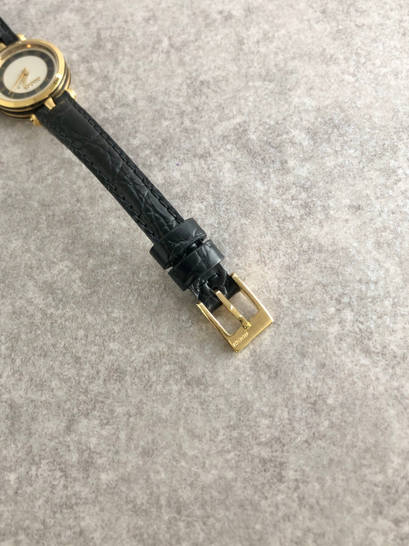 GUCCI Logo Quartz Watch Black Vintage yb88b5