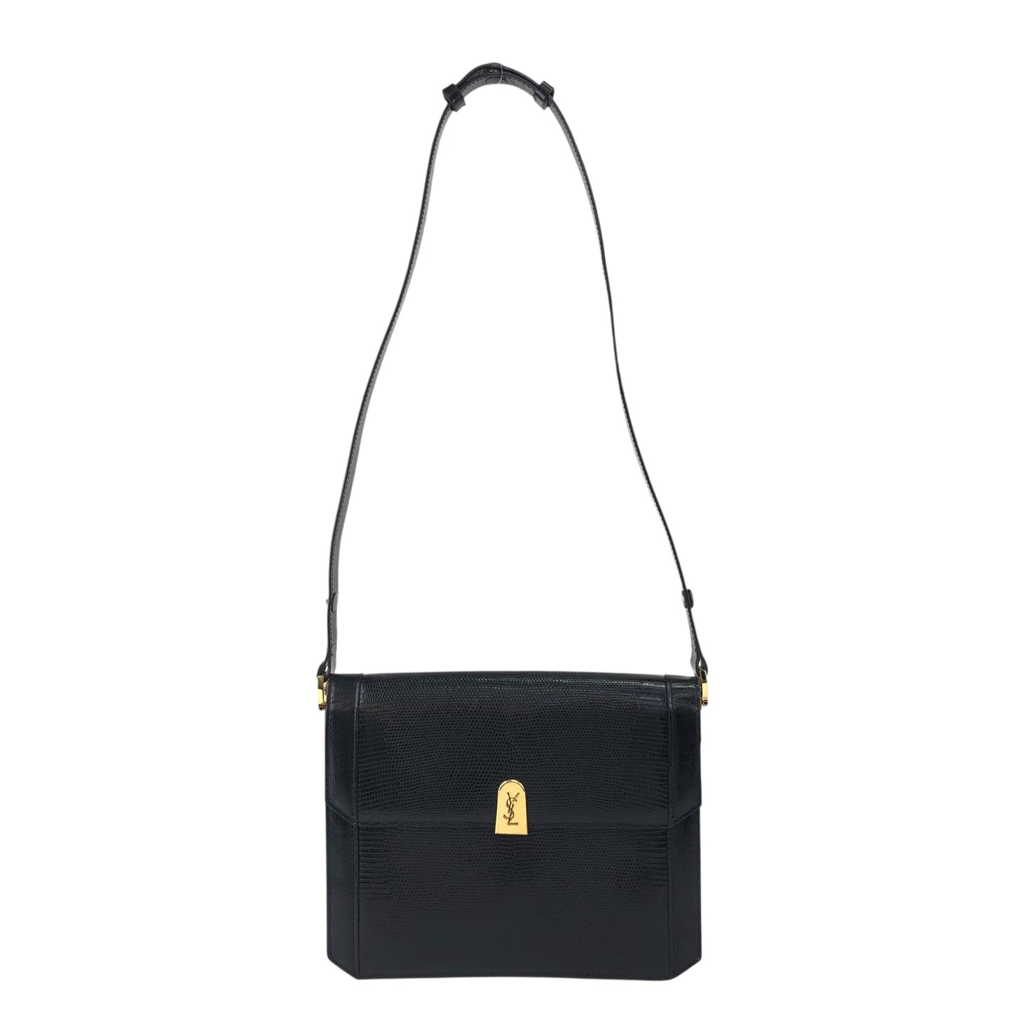 Yves Saint Laurent YSL Logo Handbag Shoulder bag Black Vintage 5nbvi3
