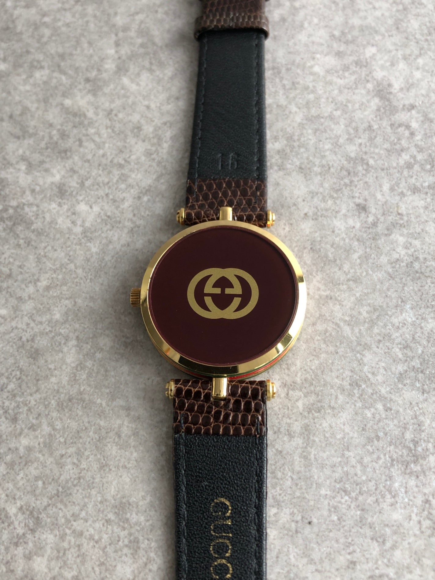 GUCCI Sherry Line Quartz Watch Brown×Gold Vintage vng8gz