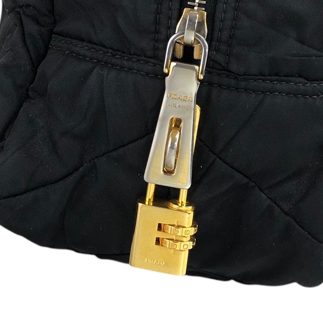 PRADA Logo Two-way Handbag Shoulder bag Black Vintage aw3e2f