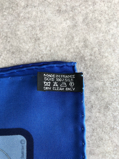 HERMES Silk Scarf Blue Vintage ftk4ph