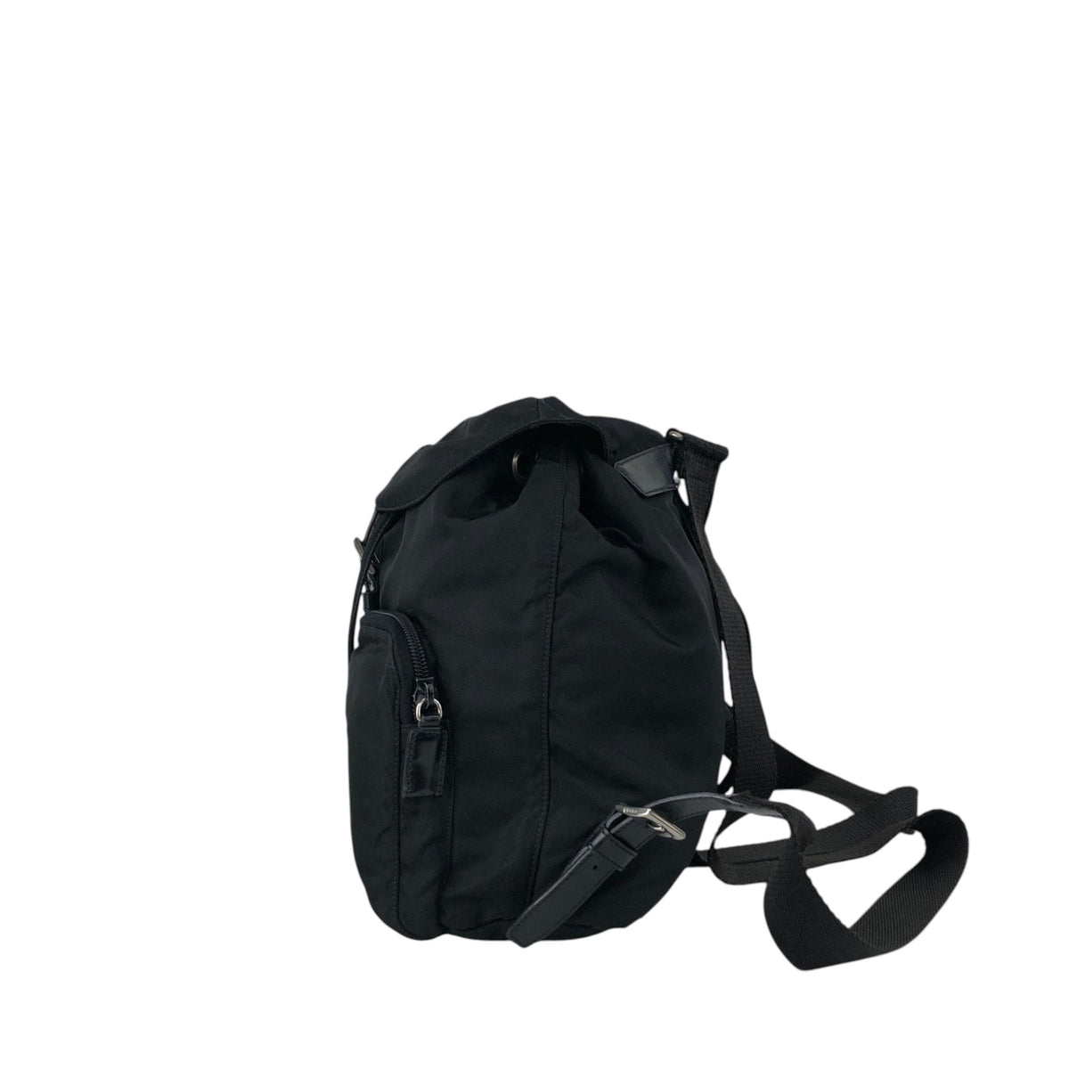 PRADA Tessuto Triangle Logo Double Pocket Backpack Black Vintage hspzjr