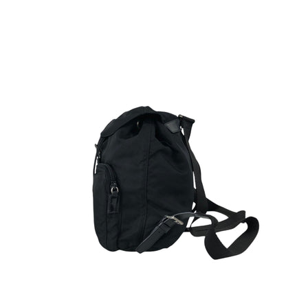 PRADA Tessuto Triangle Logo Double Pocket Backpack Black Vintage hspzjr