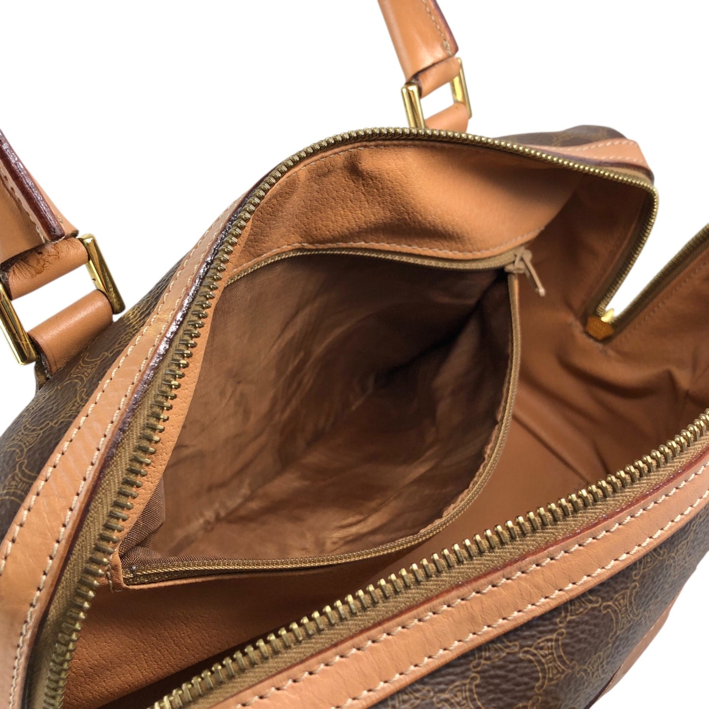 CELINE Macadam Blason Two-way Small Boston bag Shoulder bag Brown Vintage bxb7p7