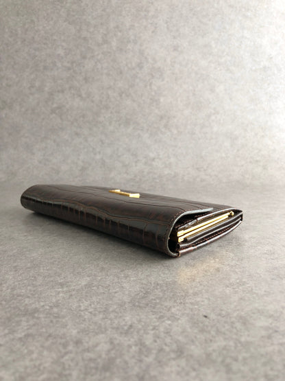 Yves Saint Laurent Logo Long Wallet Brown Vintage v4kc5e