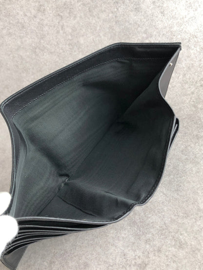 PRADA Logo Button Folded Wallet Black Vintage wsjiiz