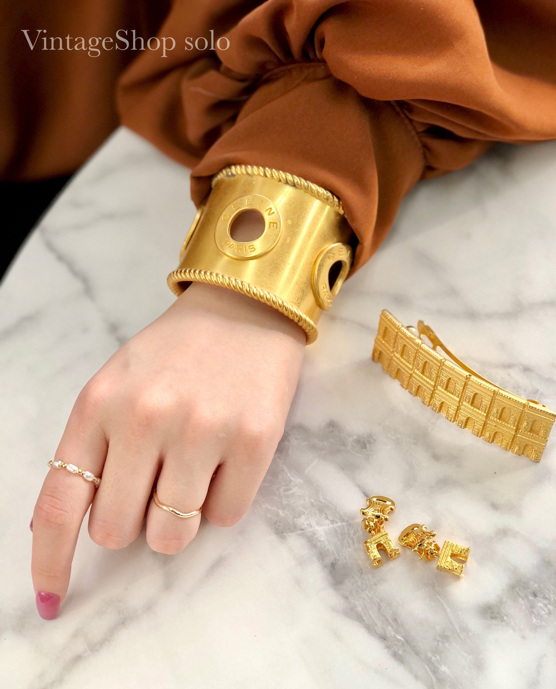 CELINE Bracelet Triomphe Circle Ring Macadam Gold Old Celine Accessories  France