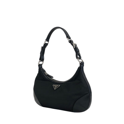 PRADA Triangle Logo Shoulder bag Hobobag Black Vintage cpgmii
