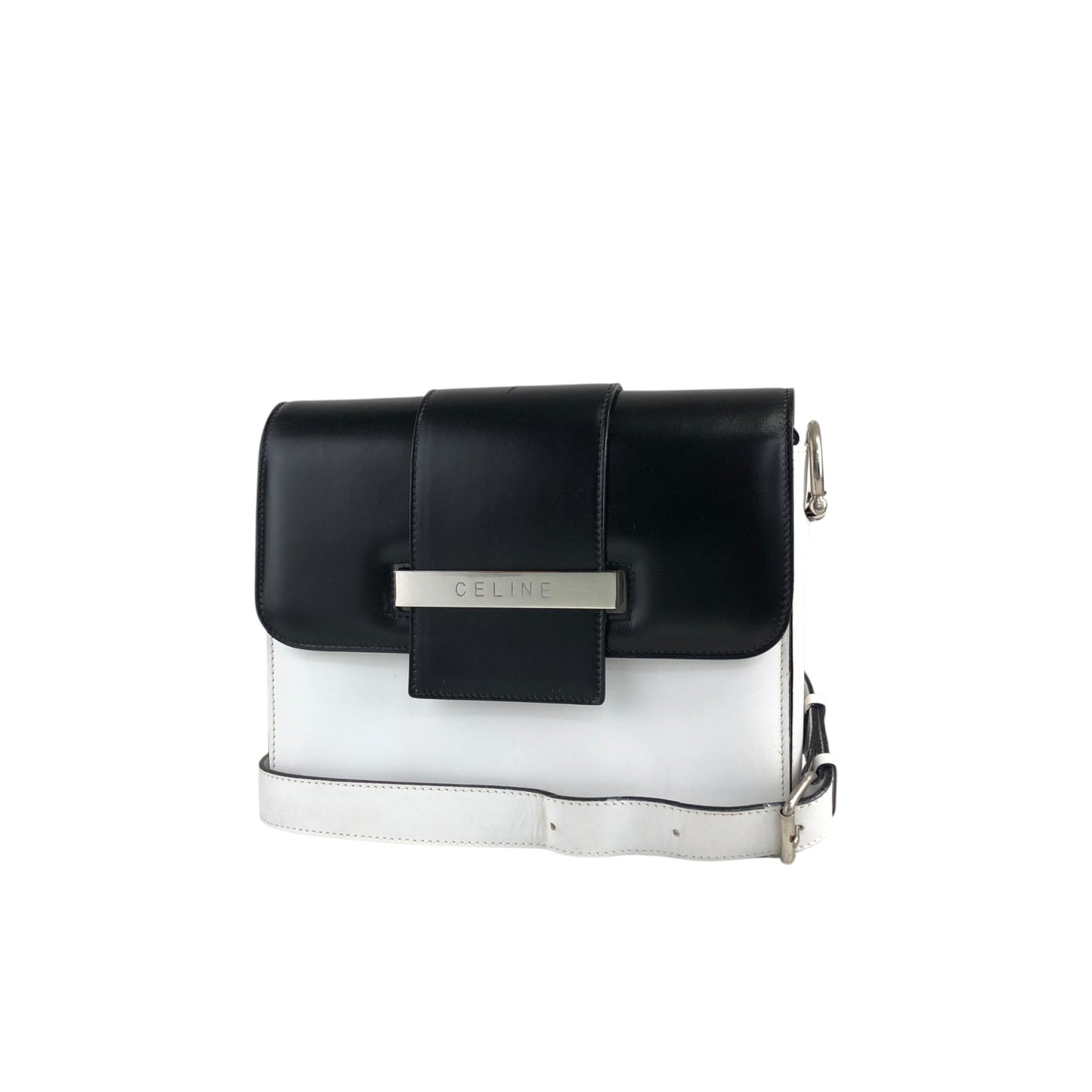 CELINE Shoulder bag White×Black Vintage d2pyg5