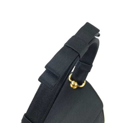 PRADA Logo Motif Satin Handbag Black Vintage 5vsuzi