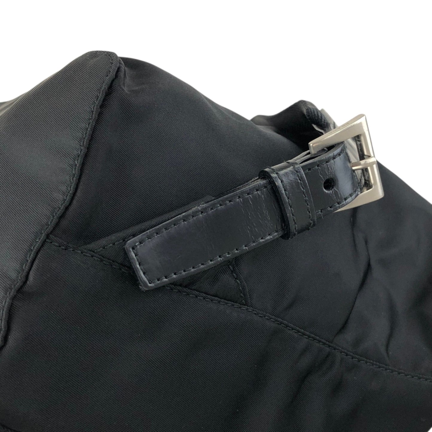 PRADA Tessuto Triangle Logo Double Pocket Backpack Black Vintage rikdef