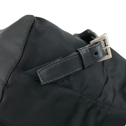 PRADA Tessuto Triangle Logo Double Pocket Backpack Black Vintage rikdef