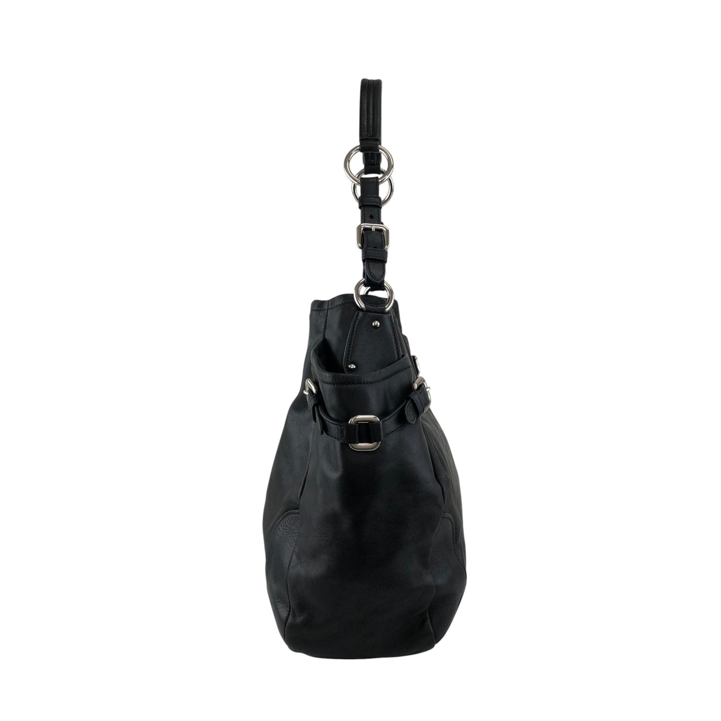 PRADA Logo Side Pocket Handbag Black Vintage ab8g6p