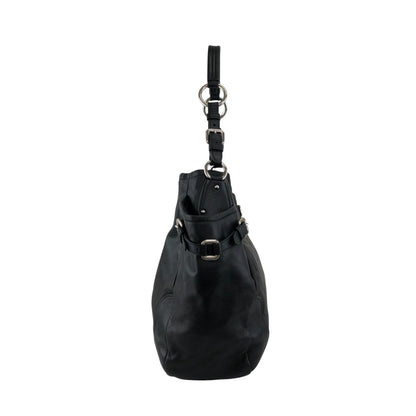 PRADA Logo Side Pocket Handbag Black Vintage ab8g6p