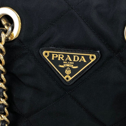 PRADA Triangle Logo Chain Shoulder bag Black Vintage kp64mx