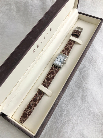 CELINE Macadam Blason Watch Brown Vintage mhphxp