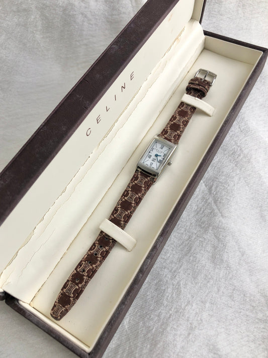 CELINE Macadam Blason Watch Brown Vintage mhphxp