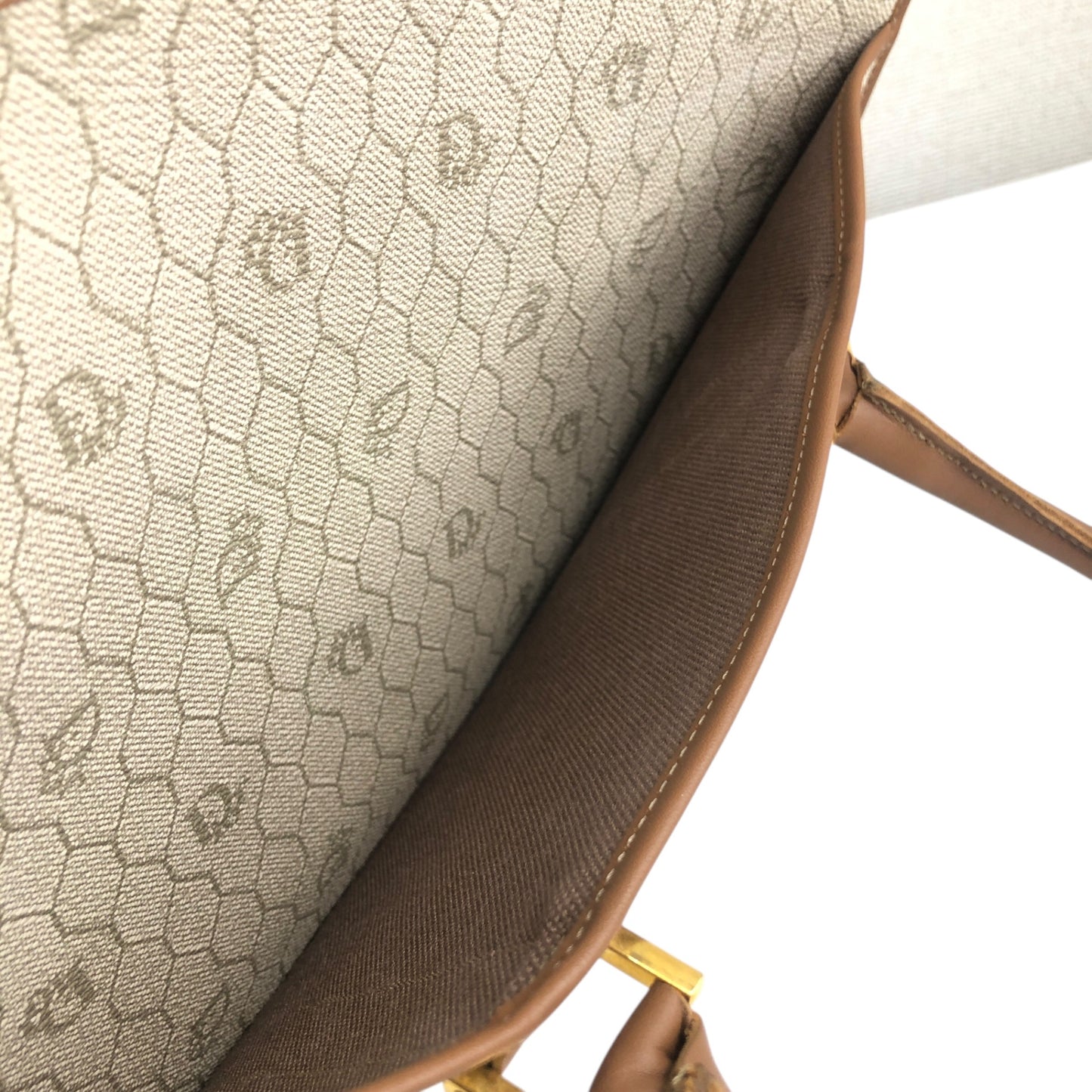 Christian Dior Honeycomb Pattern Handbag Beige Vintage r4yh5k