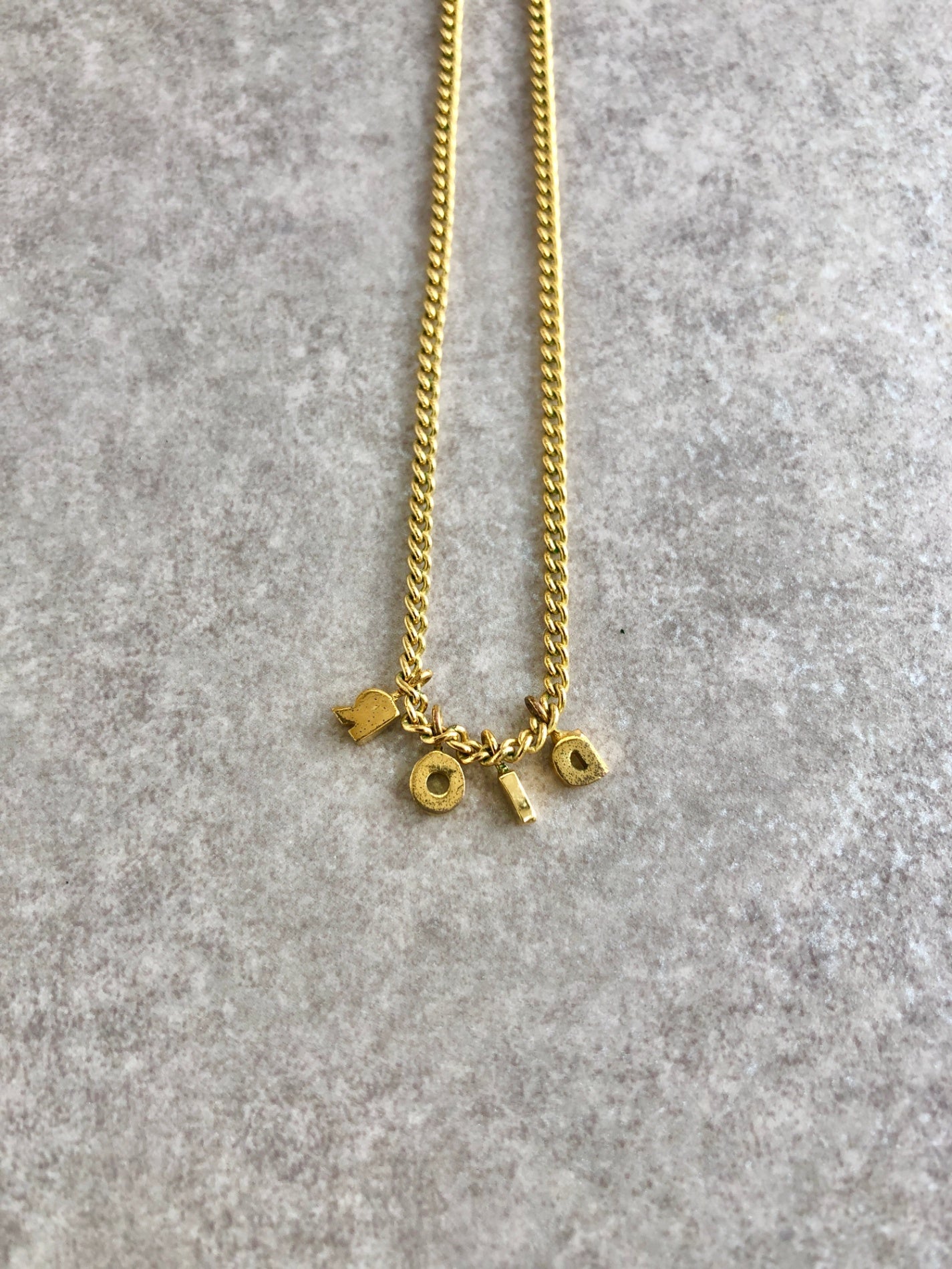 Christian Dior Logo Charm Necklace Gold Vintage 67xyih