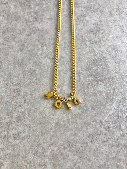 Christian Dior Logo Charm Necklace Gold Vintage 67xyih