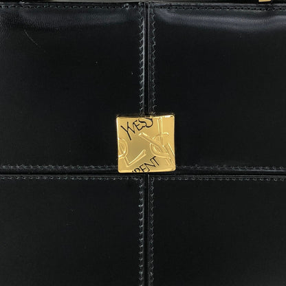 Yves Saint Laurent Logo Top Handle Handbag Black Vintage 8d84s4