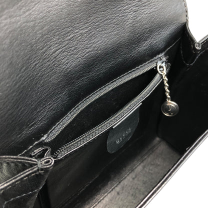 GUCCI Front Buckle Shoulder bag Black Vintage 6rzffs