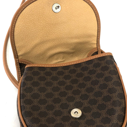 CELINE Macadam Blason Logo Round Macadam PVC Leather Small Shoulder bag Brown Vintage uvtx7g