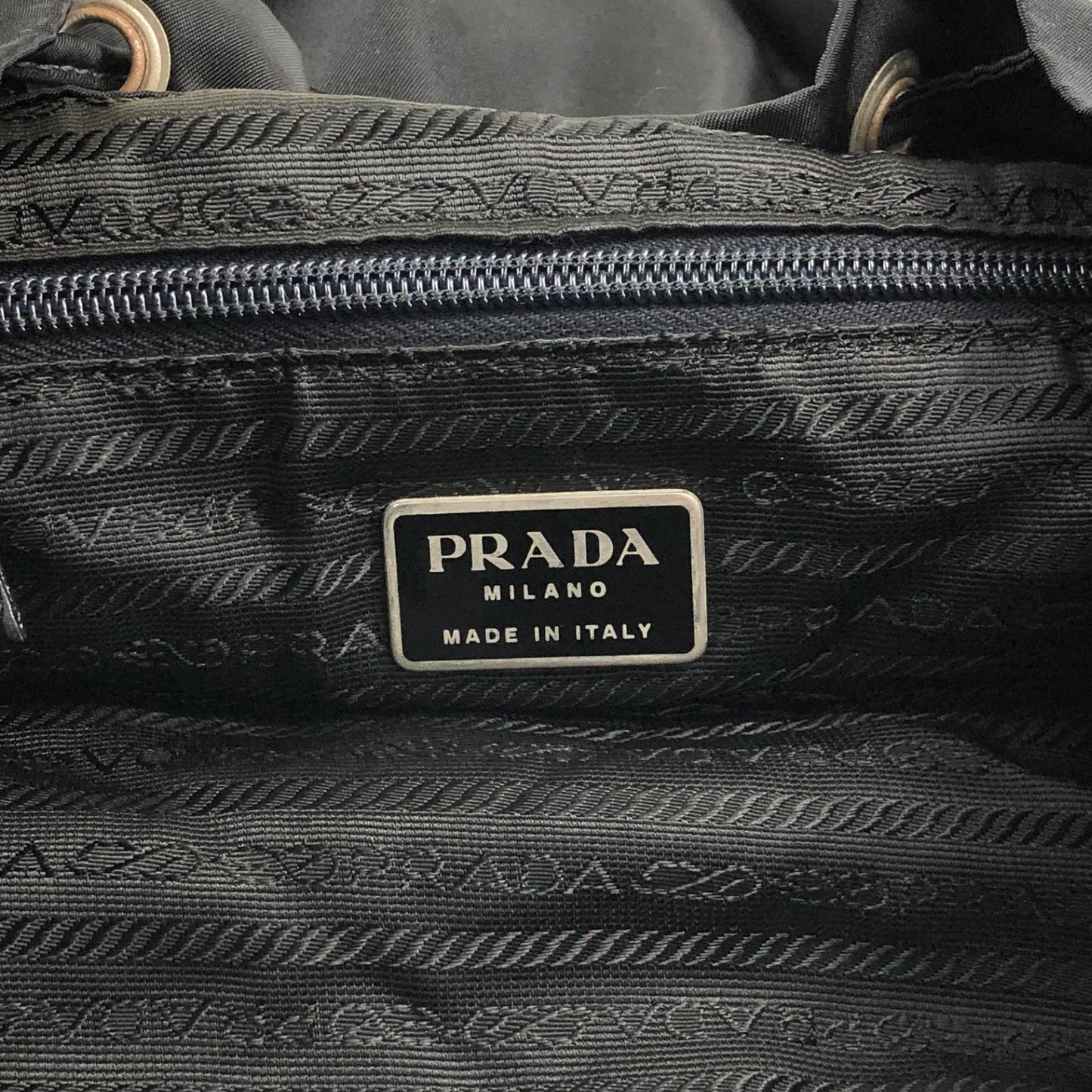 PRADA Tessuto Triangle Logo Front Buckle Backpack Black Vintage 3nkejc