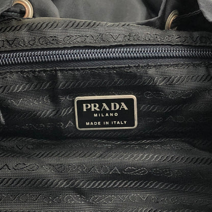PRADA Tessuto Triangle Logo Front Buckle Backpack Black Vintage 3nkejc