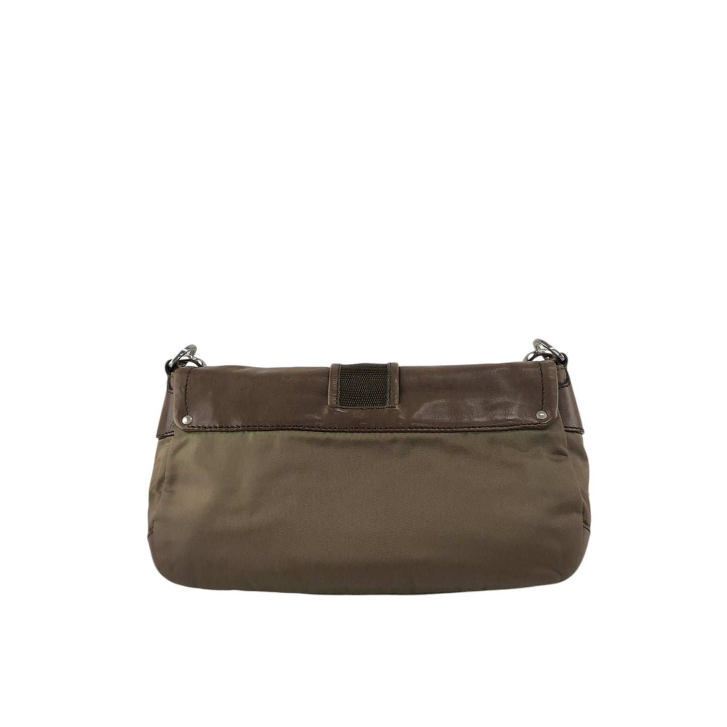 PRADA Tessuto Triangle Logo Belt Motif Shoulder bag Brown Vintage s7iz35