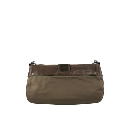 PRADA Tessuto Triangle Logo Belt Motif Shoulder bag Brown Vintage s7iz35